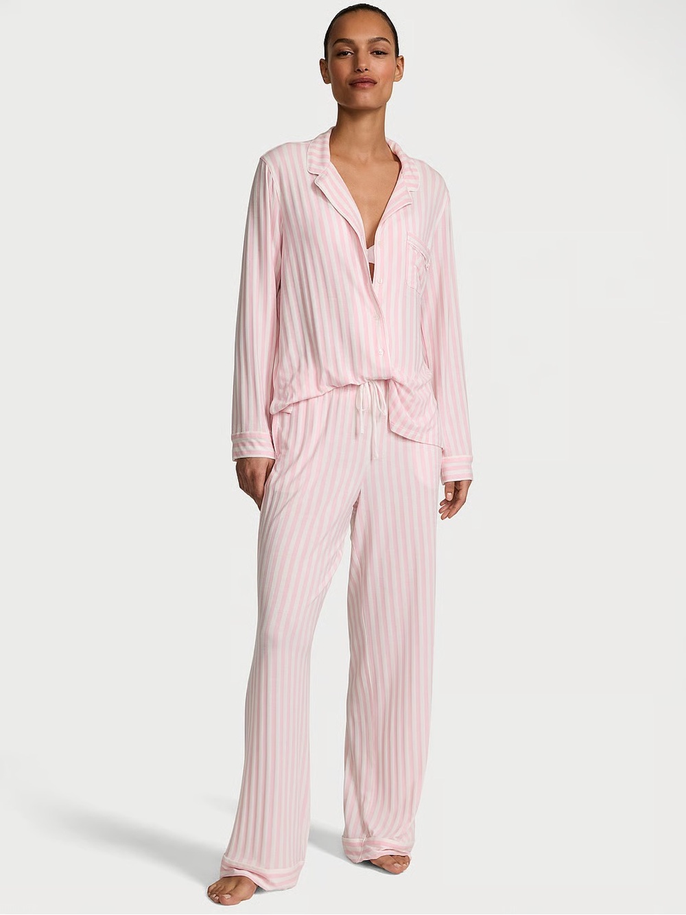 VICTORIA'S SECRET SoSoft Modal Long Pajama Set NWT Iconic Stripe